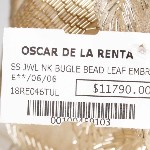 (*)$11,790 NEW R18 OSCAR DE LA RENTA CHAMPAGNE GOLD LEAF BEAD GOWN US 6, 12 - Picture 9 of 15